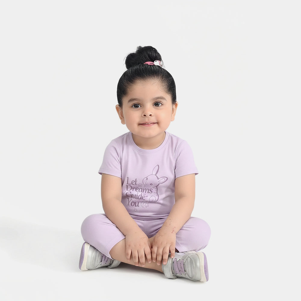 Infant Girls Poly Cotton Jersey Night Suit - Purple