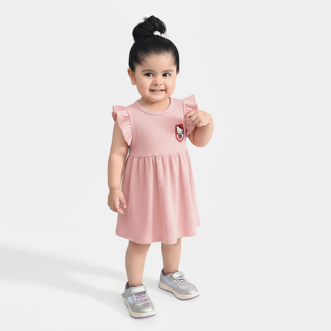 Infant Girls Poly Crinkle Knitted Frock (Character ) - Pink