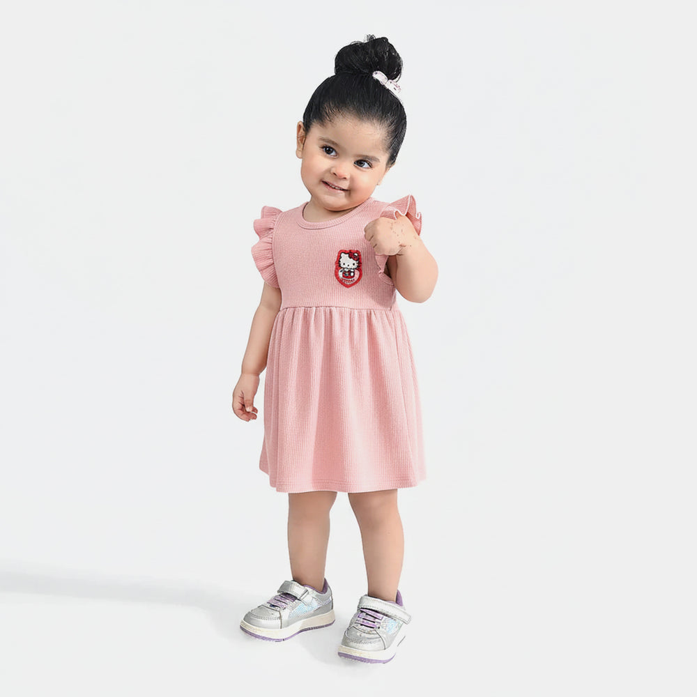 Infant Girls Poly Crinkle Knitted Frock (Character ) - Pink