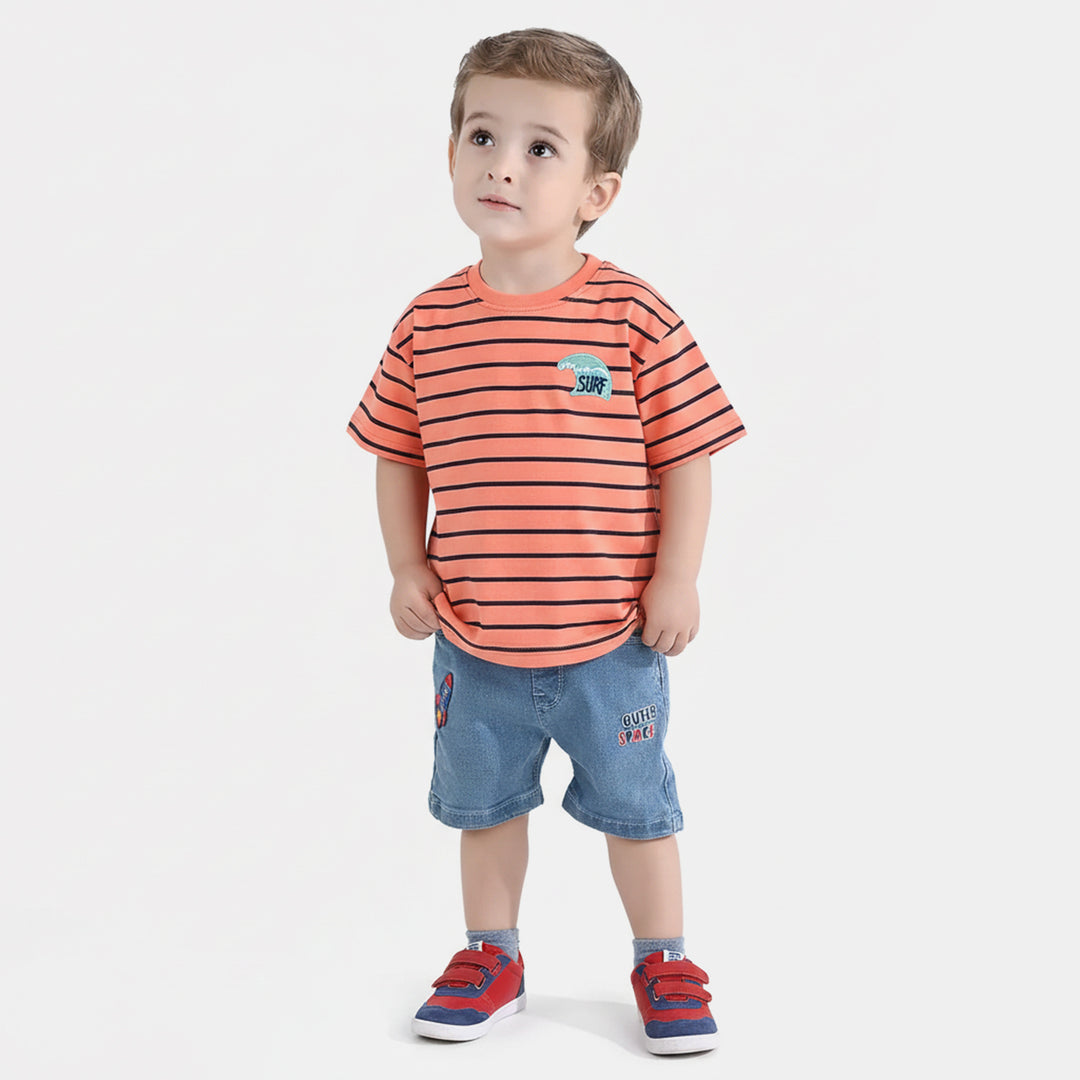 Infant Boys Yarn Dyed T-Shirt Surf - Orange