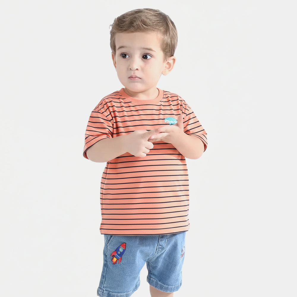 Infant Boys Yarn Dyed T-Shirt Surf - Orange