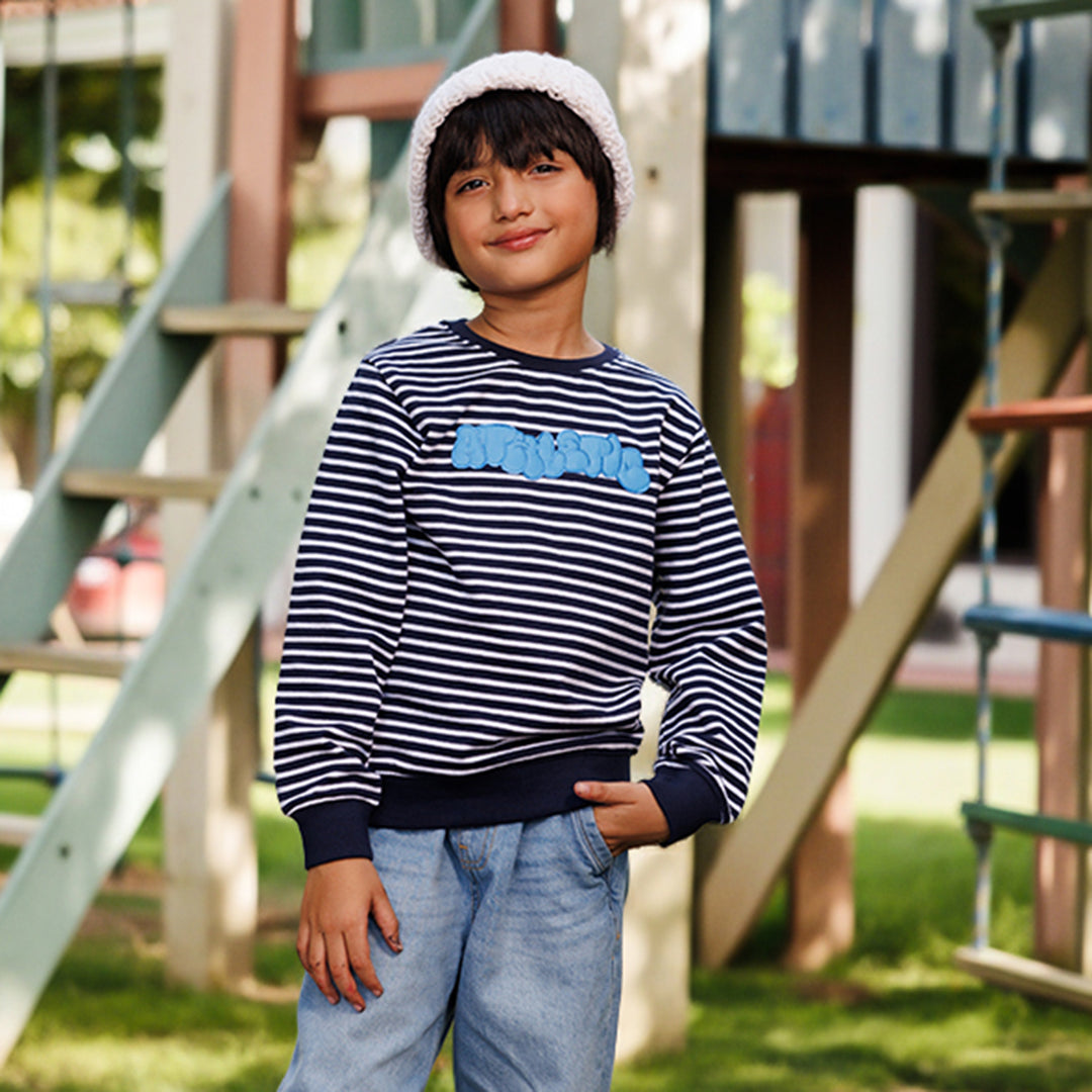 Boys Jersey/Terry Sweatshirt Athletic - Navy