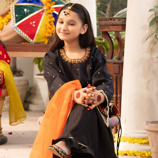 Girls 3PCs Suit Sangeet-BLACK