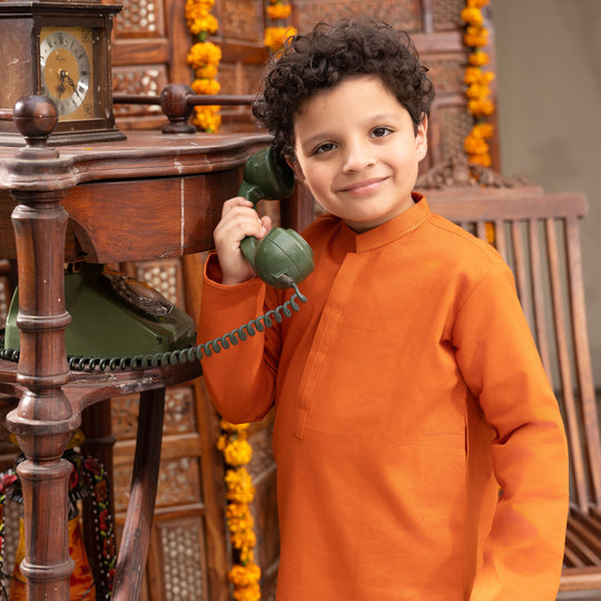Boys Cotton Slub 2 Piece Suit -Sun Set