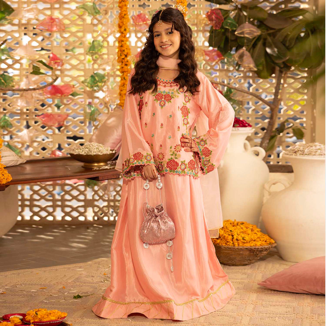 Girls Raw Silk 3-Piece Suit (Rose Gul) - Paradise Pink