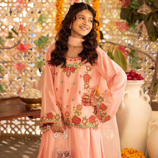 Girls Raw Silk 3-Piece Suit (Rose Gul) - Paradise Pink