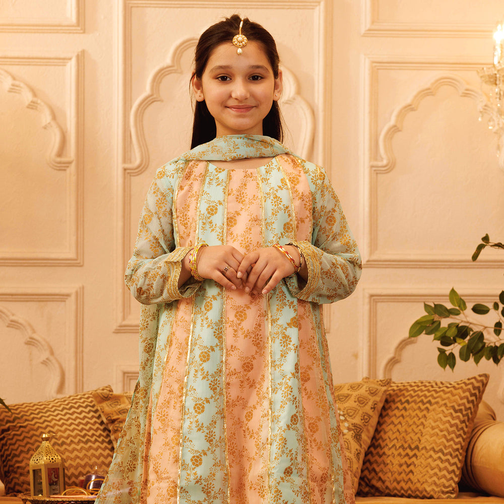 Girls Chiffon 3PCs Suit MAH-Peaker-Multi