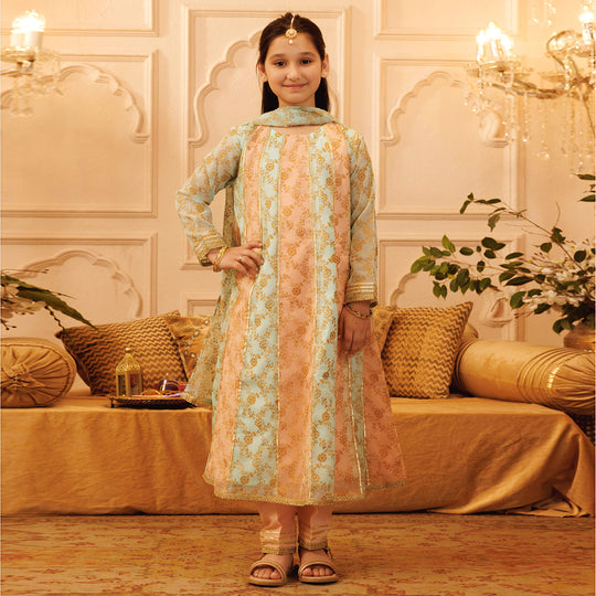 Girls Chiffon 3PCs Suit MAH-Peaker-Multi
