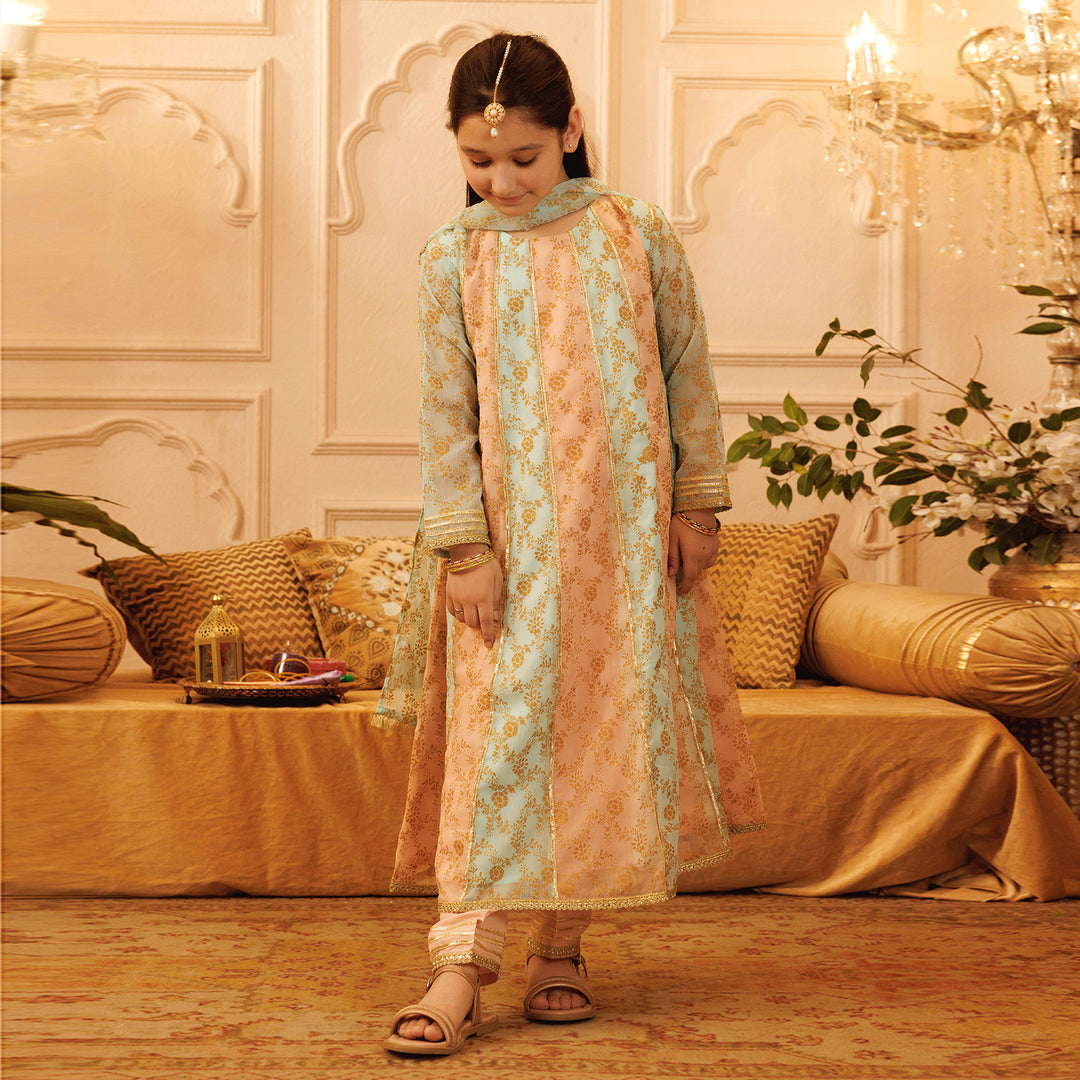 Girls Chiffon 3PCs Suit MAH-Peaker-Multi