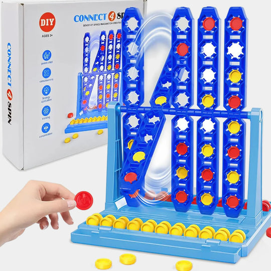 DIY Connect 4 Spin Board Game Kids Battle Strategy Game