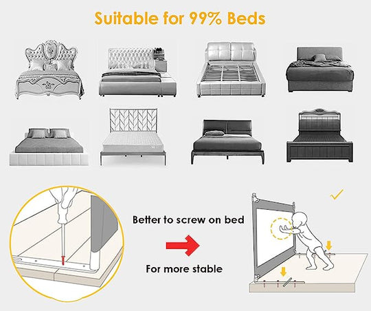 Baby Bed Fence Adjustable Safety Guard Rail | Maroon | 1.8 Meter