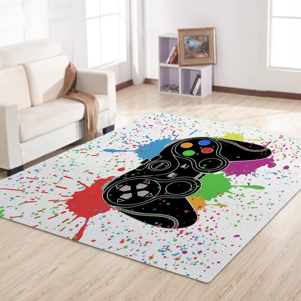 Gaming-Themed Area Rug With Colorful Controller Design