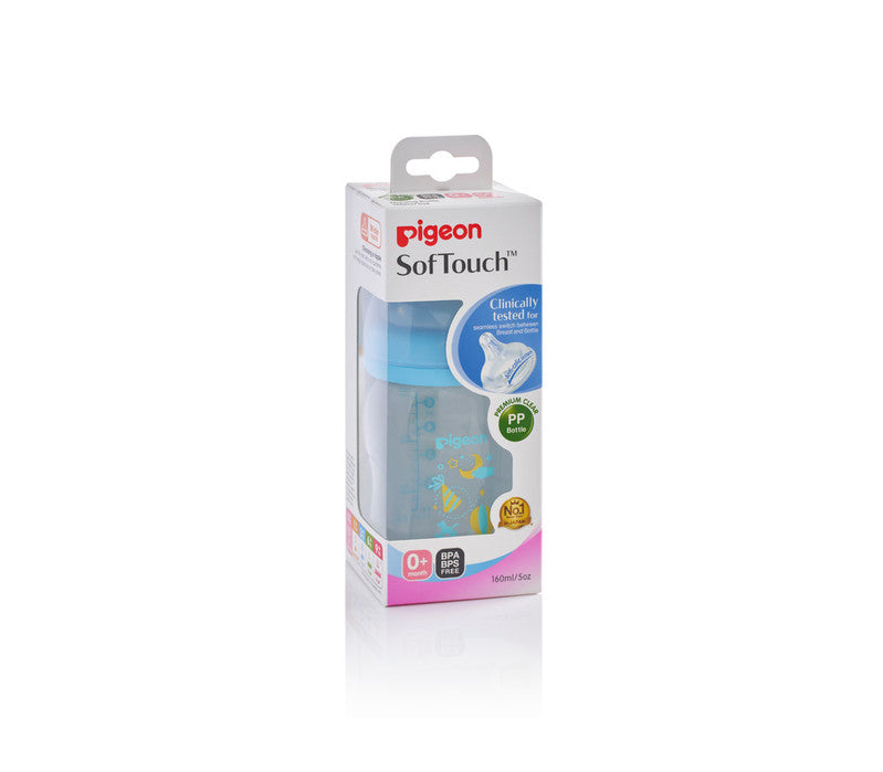 PIGEON CLEAR PP BOTTLE 160ML BLUE