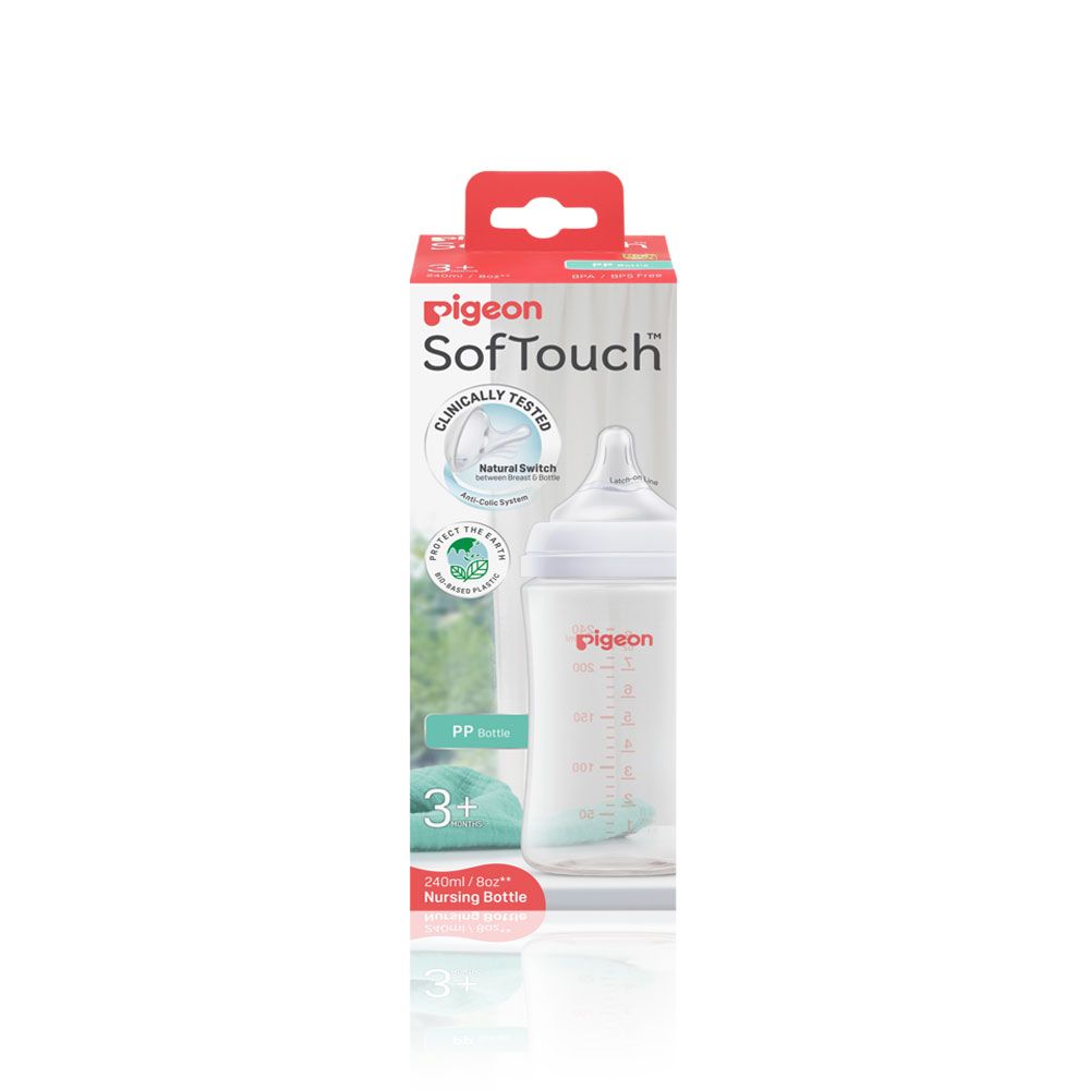SOFTOUCH BPP NURSING BOTTLE 240ML LOGO