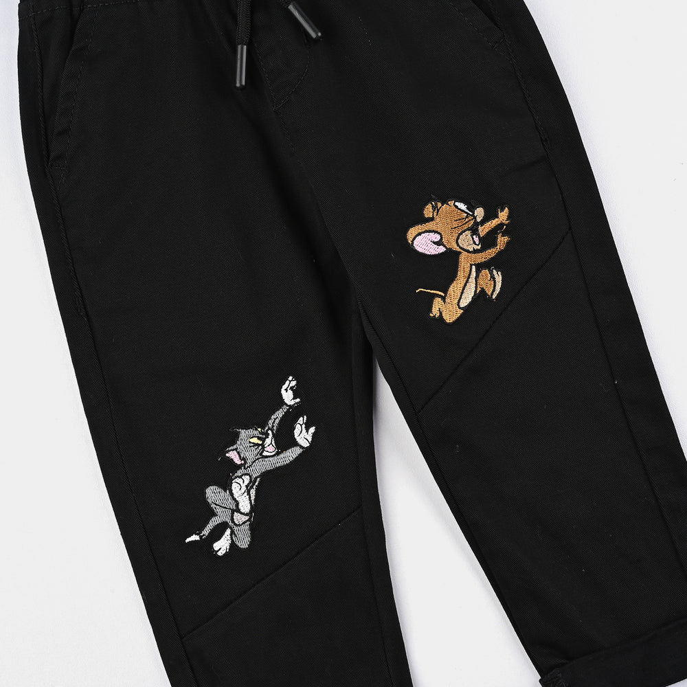 Infant Boys Cotton Twill Pants - Black