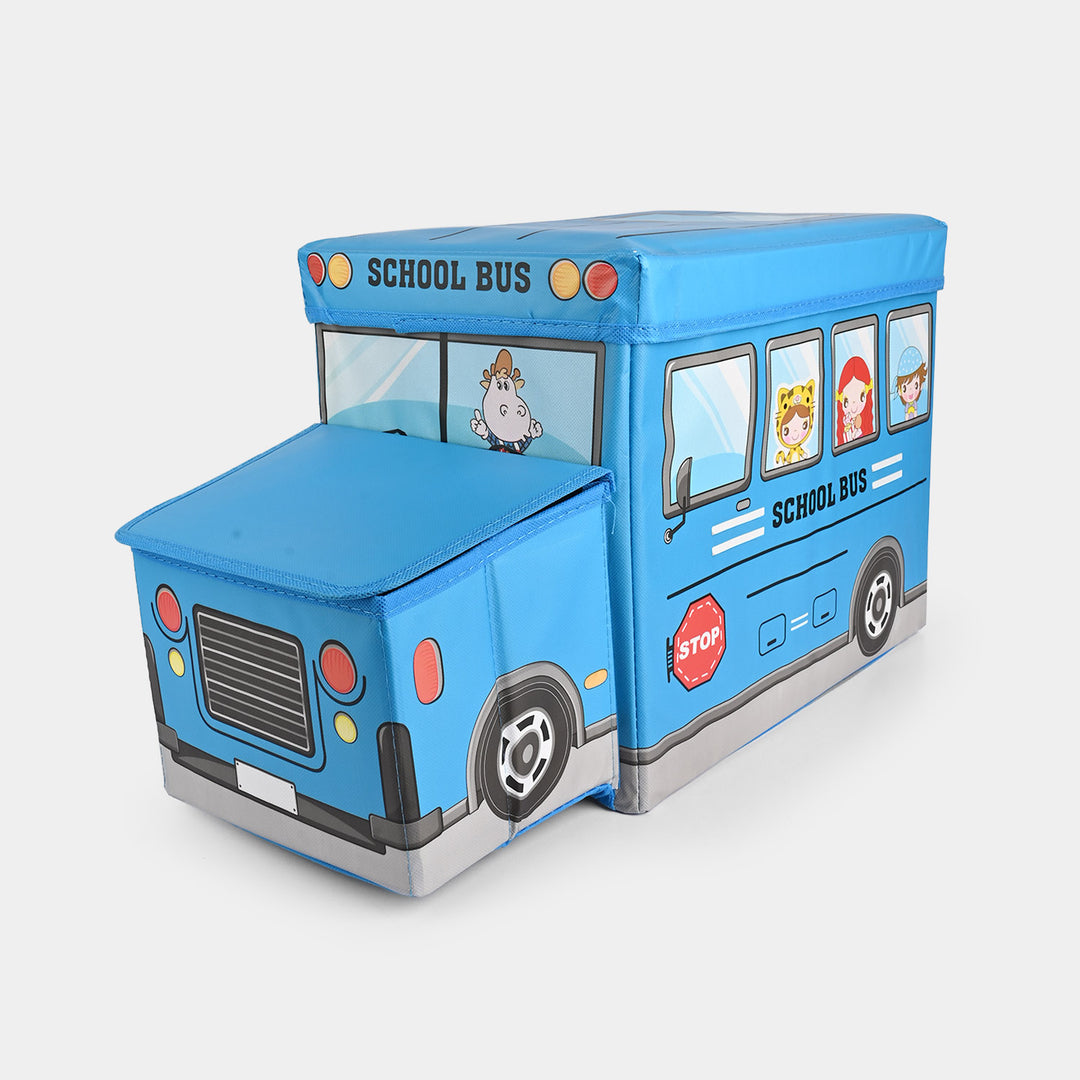 Blue School Bus Storage Box – Foldable Kids Toy Organizer