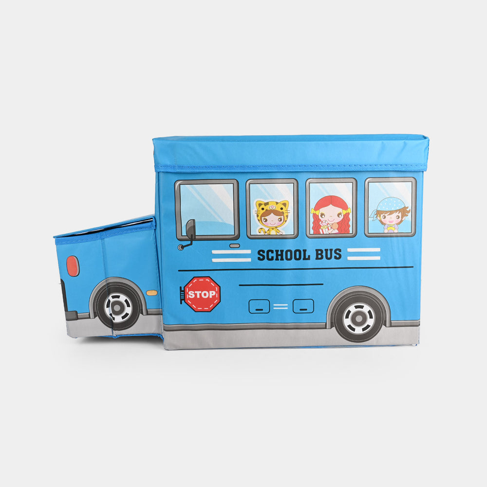 Blue School Bus Storage Box – Foldable Kids Toy Organizer