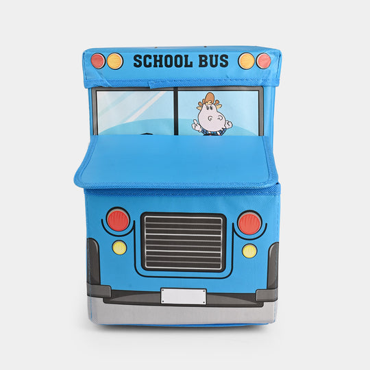 Blue School Bus Storage Box – Foldable Kids Toy Organizer