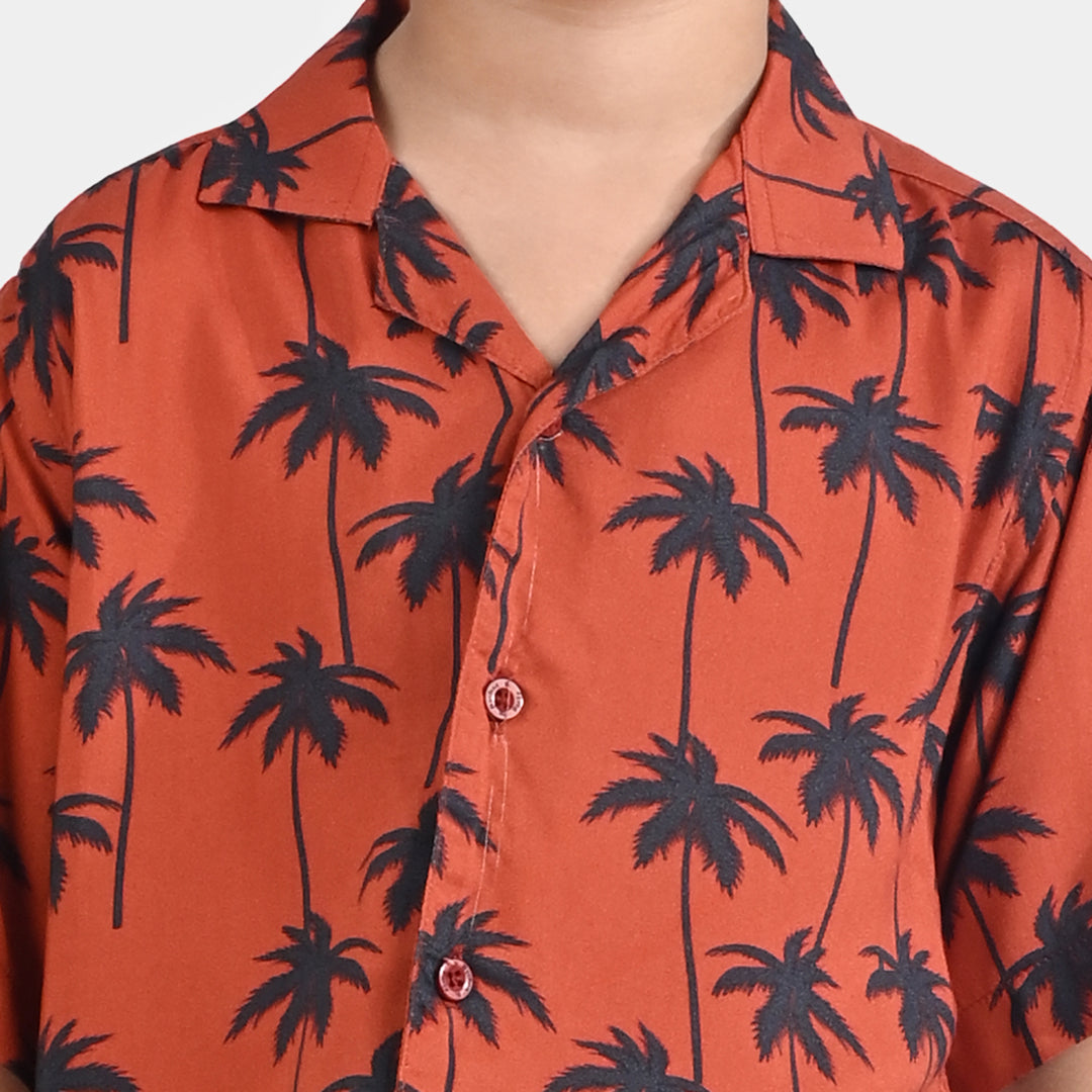 Boys Viscose Woven Suit Palm Trees