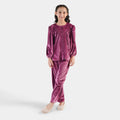 Girls Velvet Co-ord Set Raspberry
