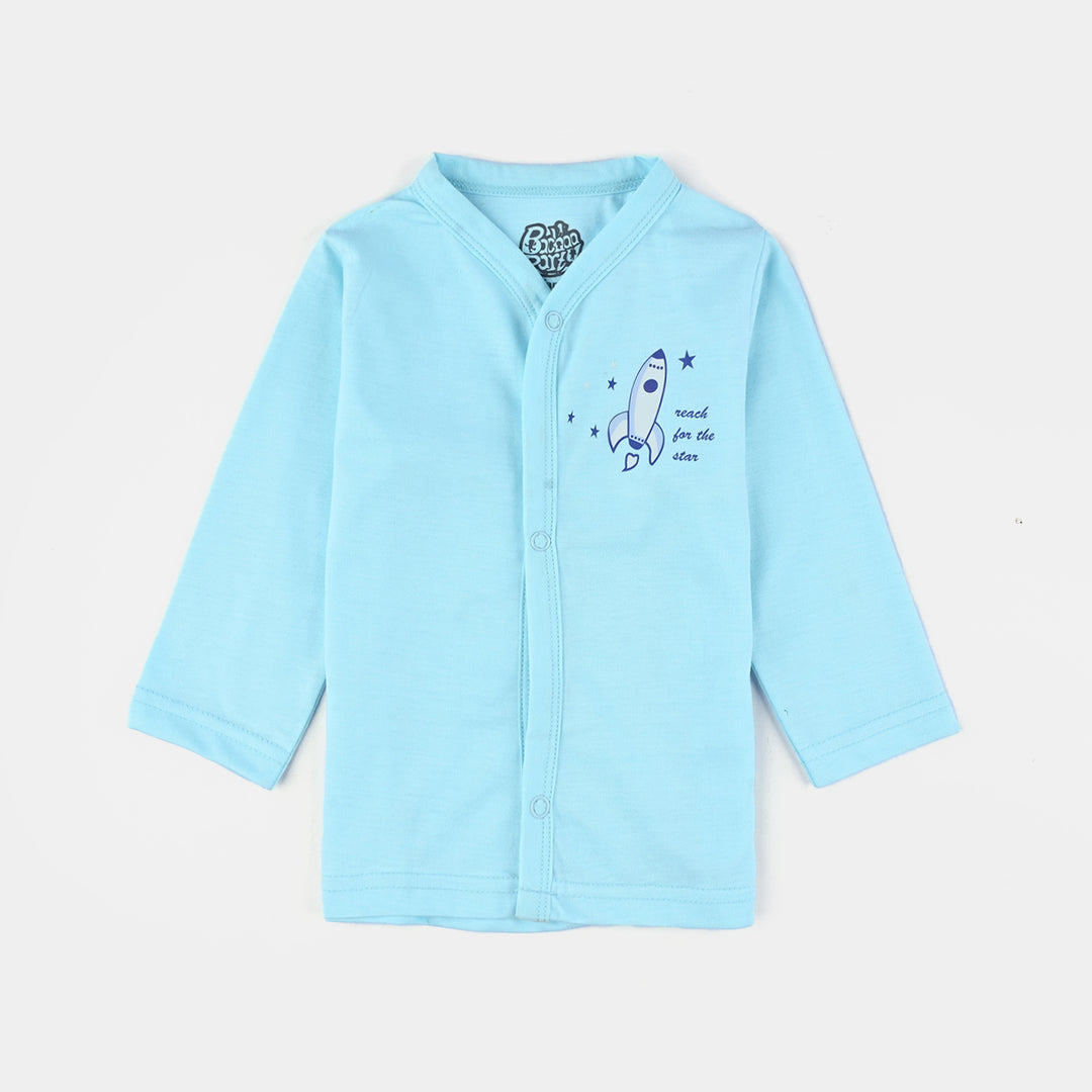 Infant Baby Poly Cotton Night Suit-Light Blue