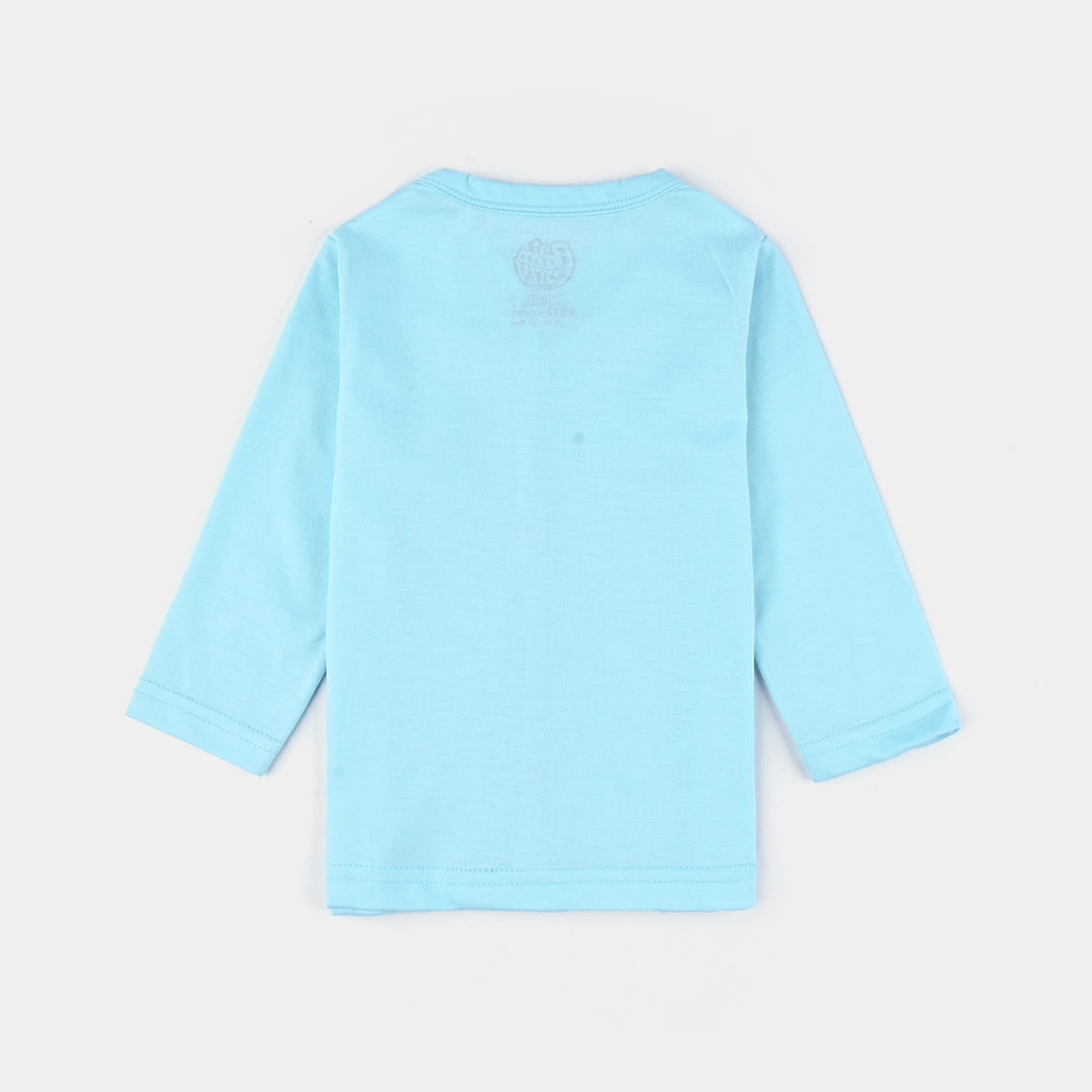 Infant Baby Poly Cotton Night Suit-Light Blue