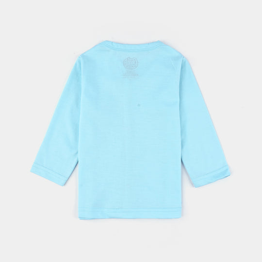 Infant Baby Poly Cotton Night Suit-Light Blue