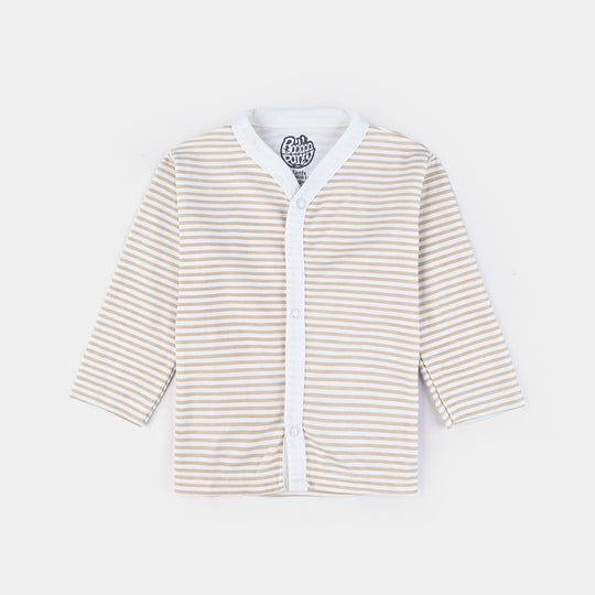 Infant Baby Poly Cotton Night Suit-Fawn Stripe