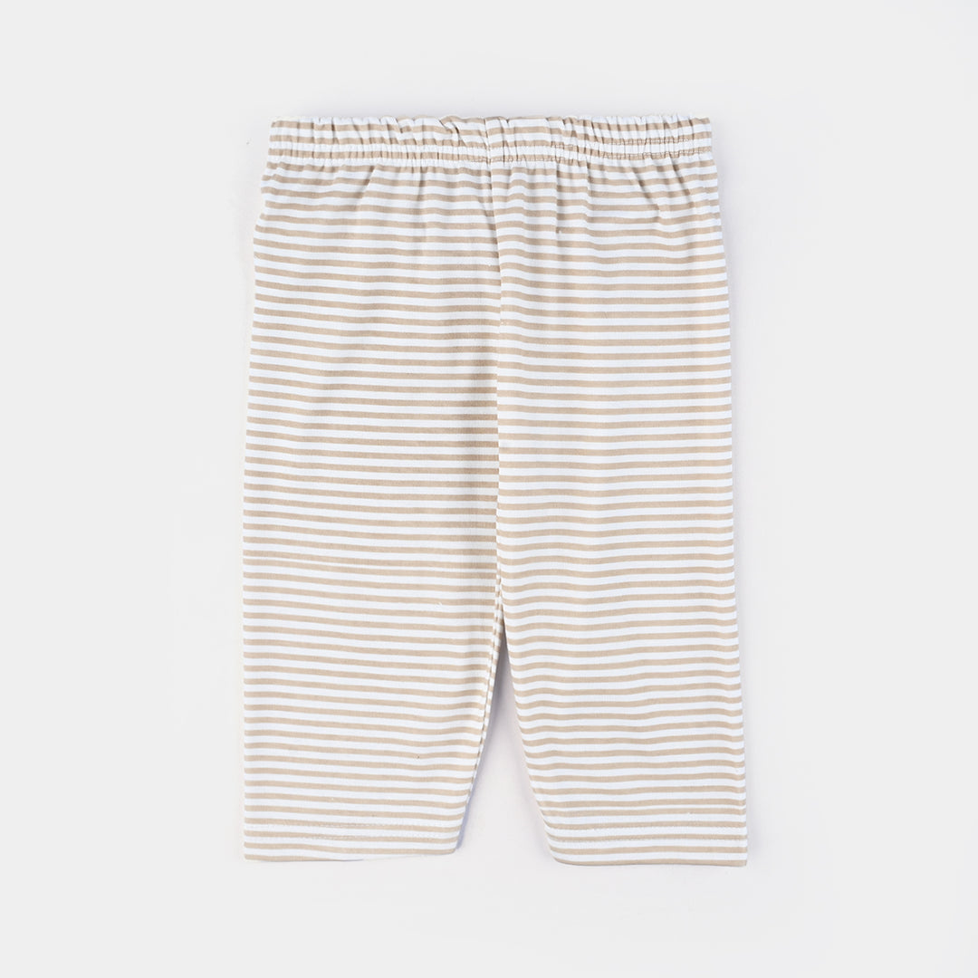 Infant Baby Poly Cotton Night Suit-Fawn Stripe