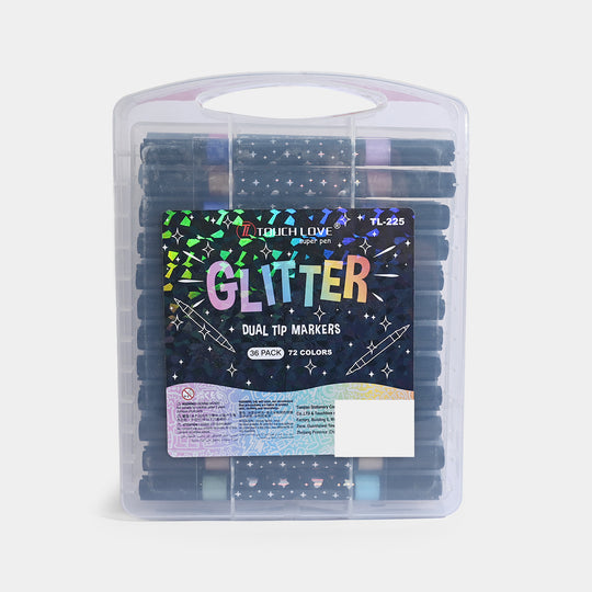 Glitter Dual Tip Marker Set – 72 Colors
