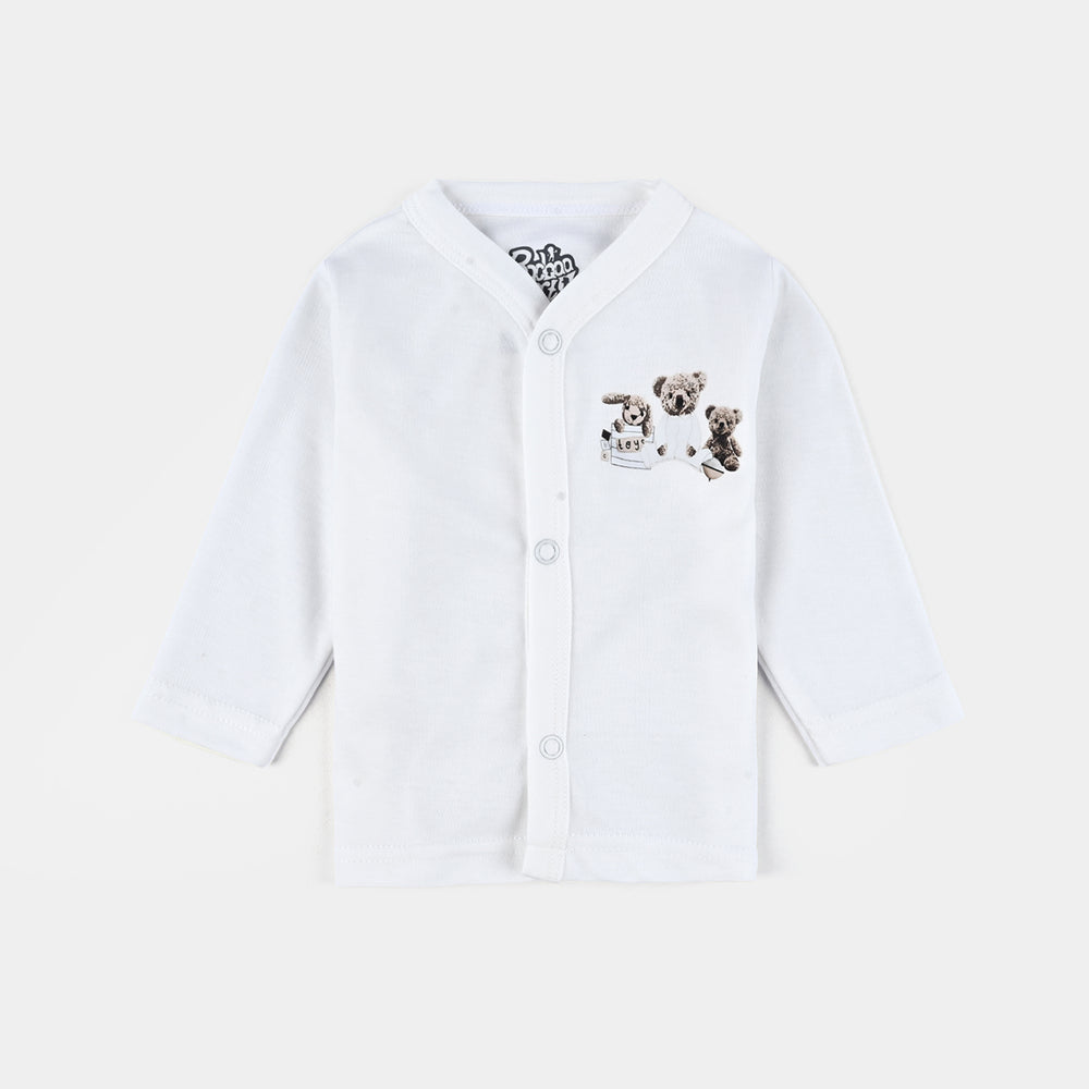 Infant Baby Poly Cotton Night Suit - Off White