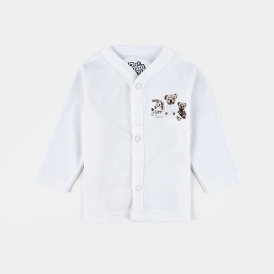 Infant Baby Poly Cotton Night Suit - Off White