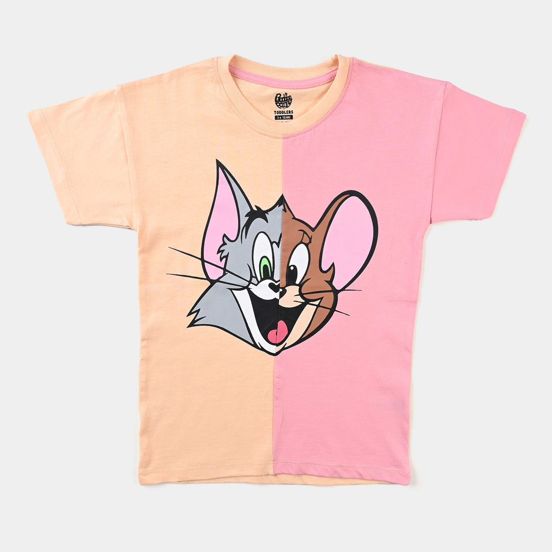 Girls Slub Jersey T-Shirt H/S Character- Dual Tone