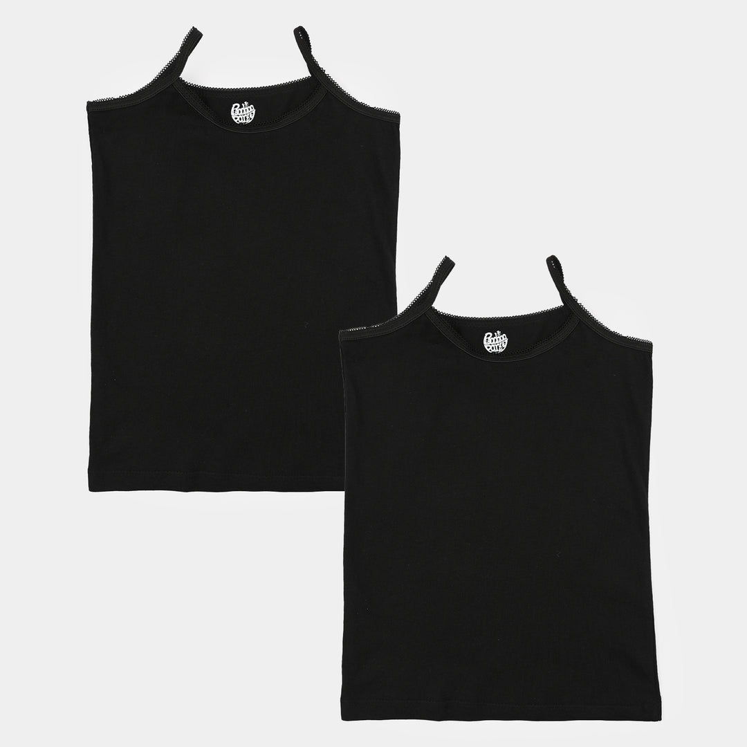 Girls Cotton Jersey Cami Pack of 2 (Basic) - Black