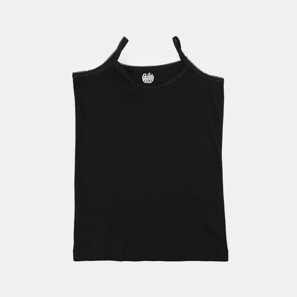 Girls Cotton Jersey Cami Pack of 2 (Basic) - Black
