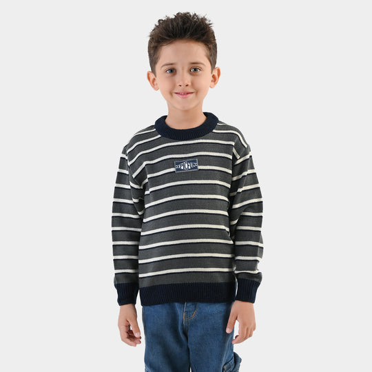 Boys Acrylic Sweater - Epic Fun - Navy & Grey