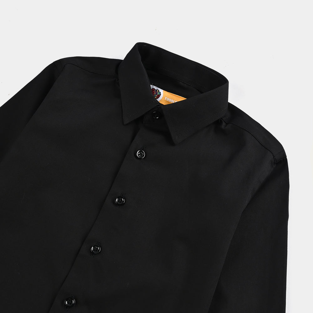 Boys Cotton Poplin Formal Shirt - BLACK