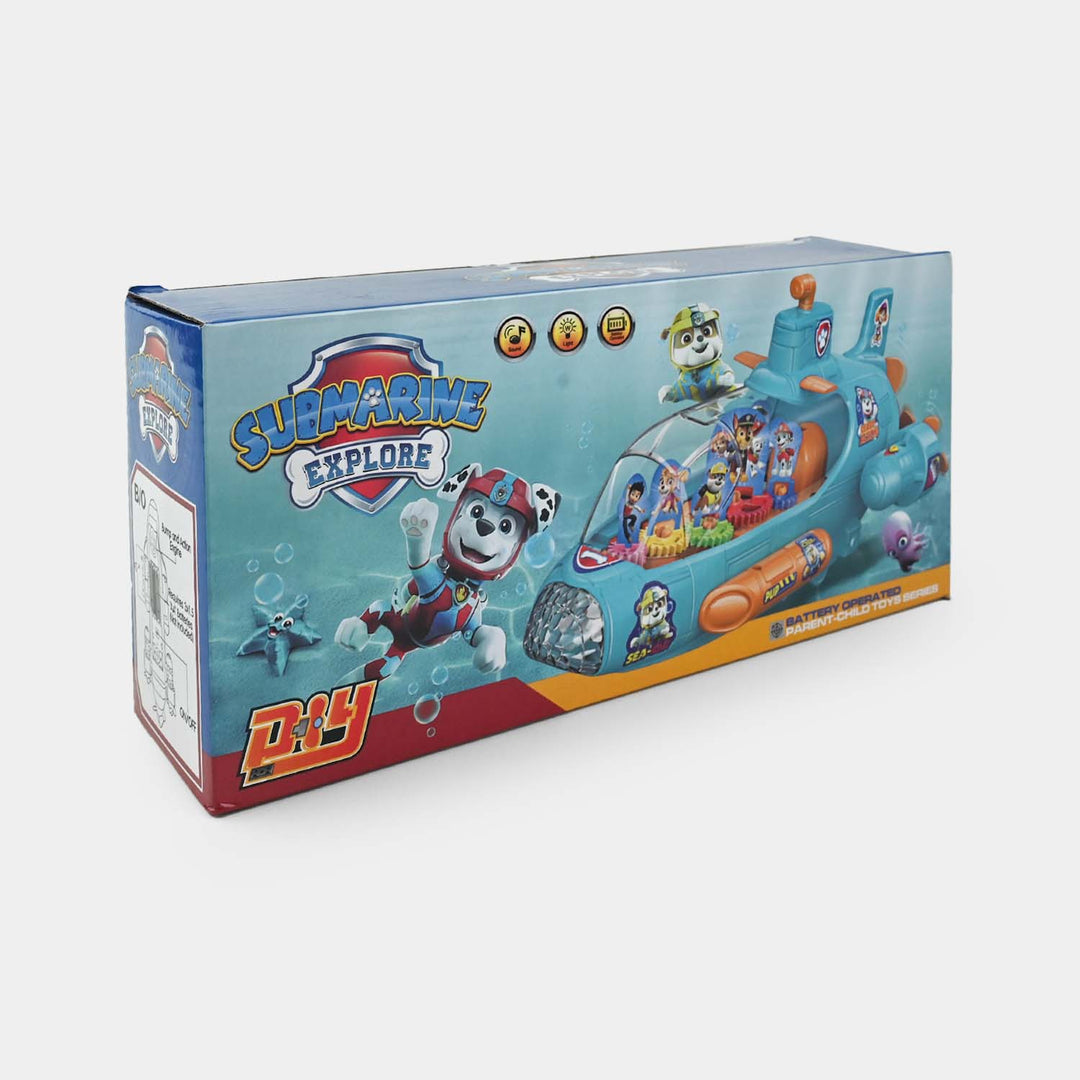 Kids Electric Transparent Gear Submarine Toy