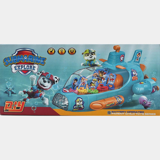 Kids Electric Transparent Gear Submarine Toy