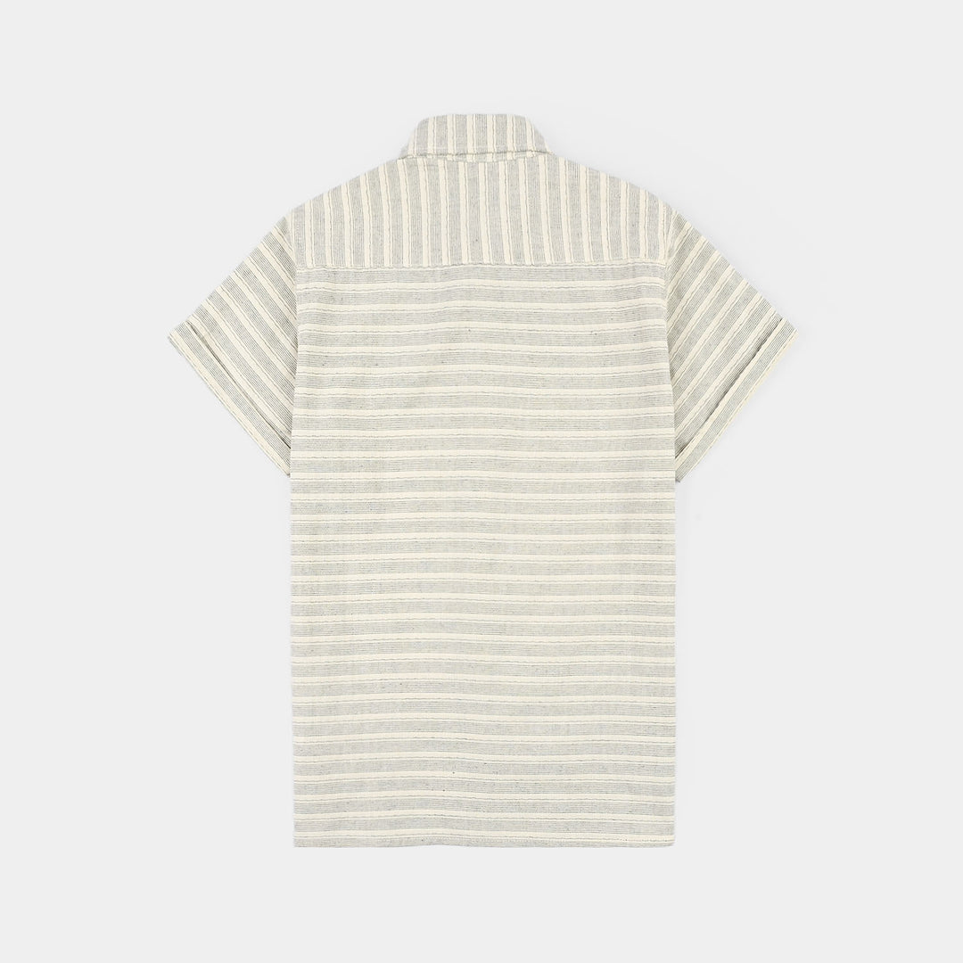 Boys Yarn Dyed Casual Shirt (Hustle Mood) - White