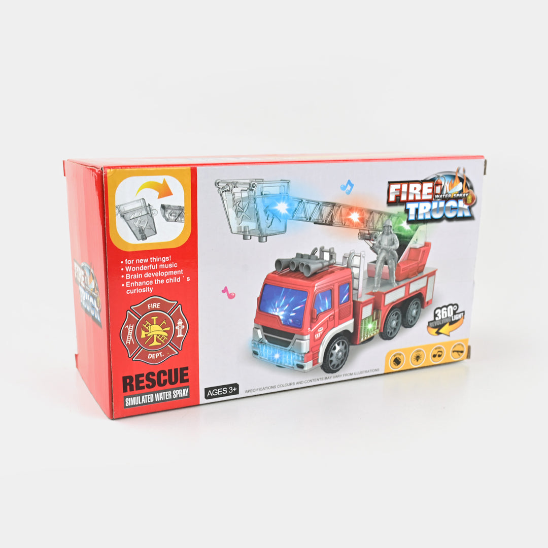 Fire Truck with Firefighter Figure | Light, Sound & 360° Action