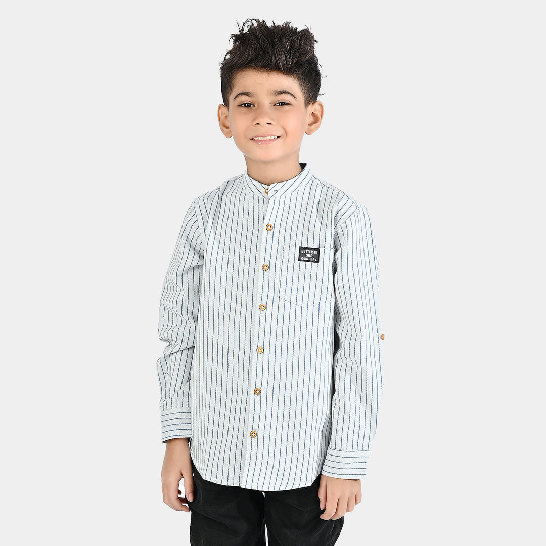 Boys Yarn Dyed Shirt Stripe - Blue