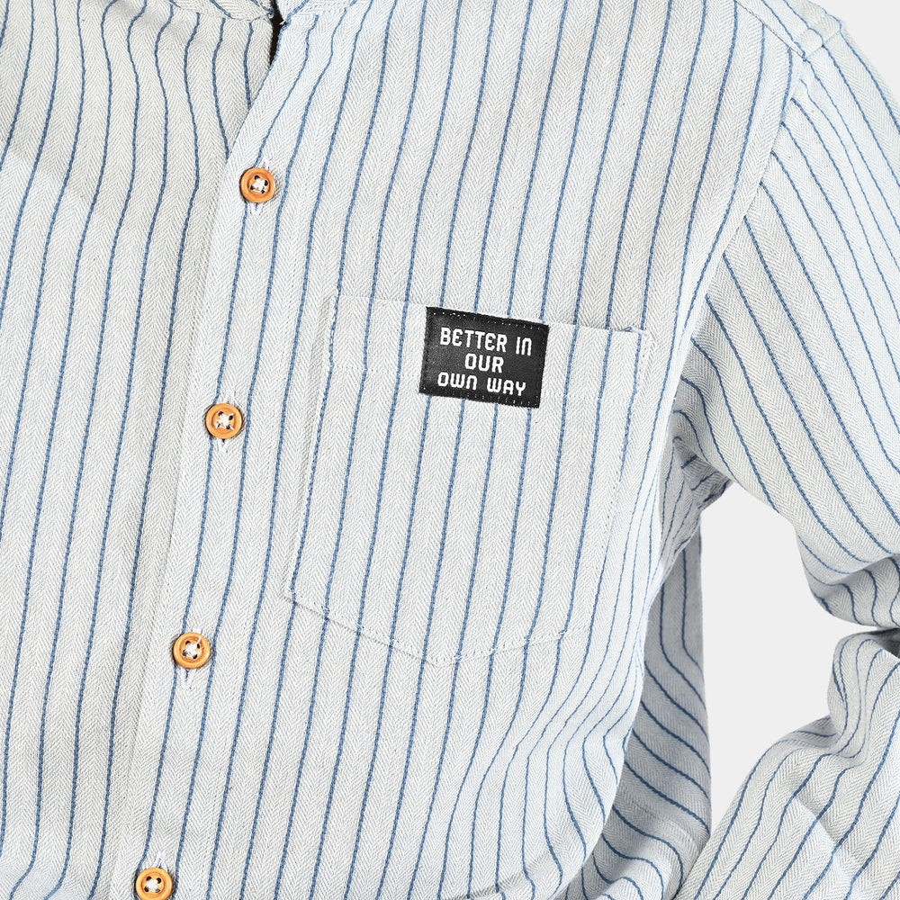 Boys Yarn Dyed Shirt Stripe - Blue