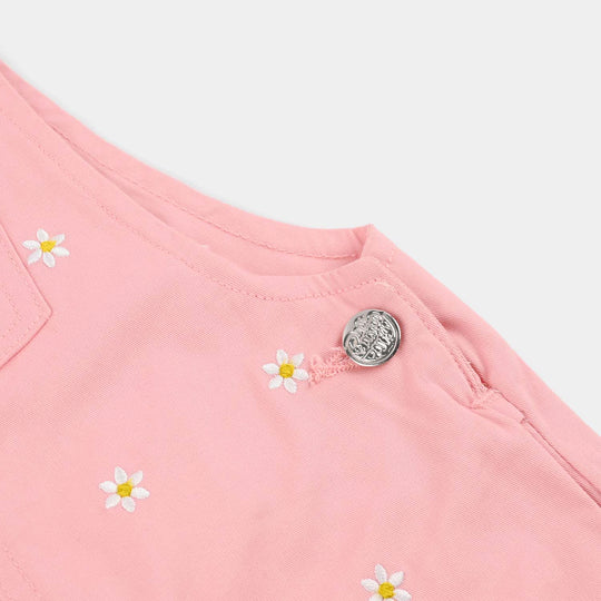 Girls Cotton Twill Overall (Petals) - Pink