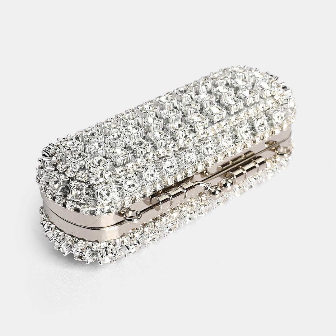 Crystal Clutch Bag With Chain Strap