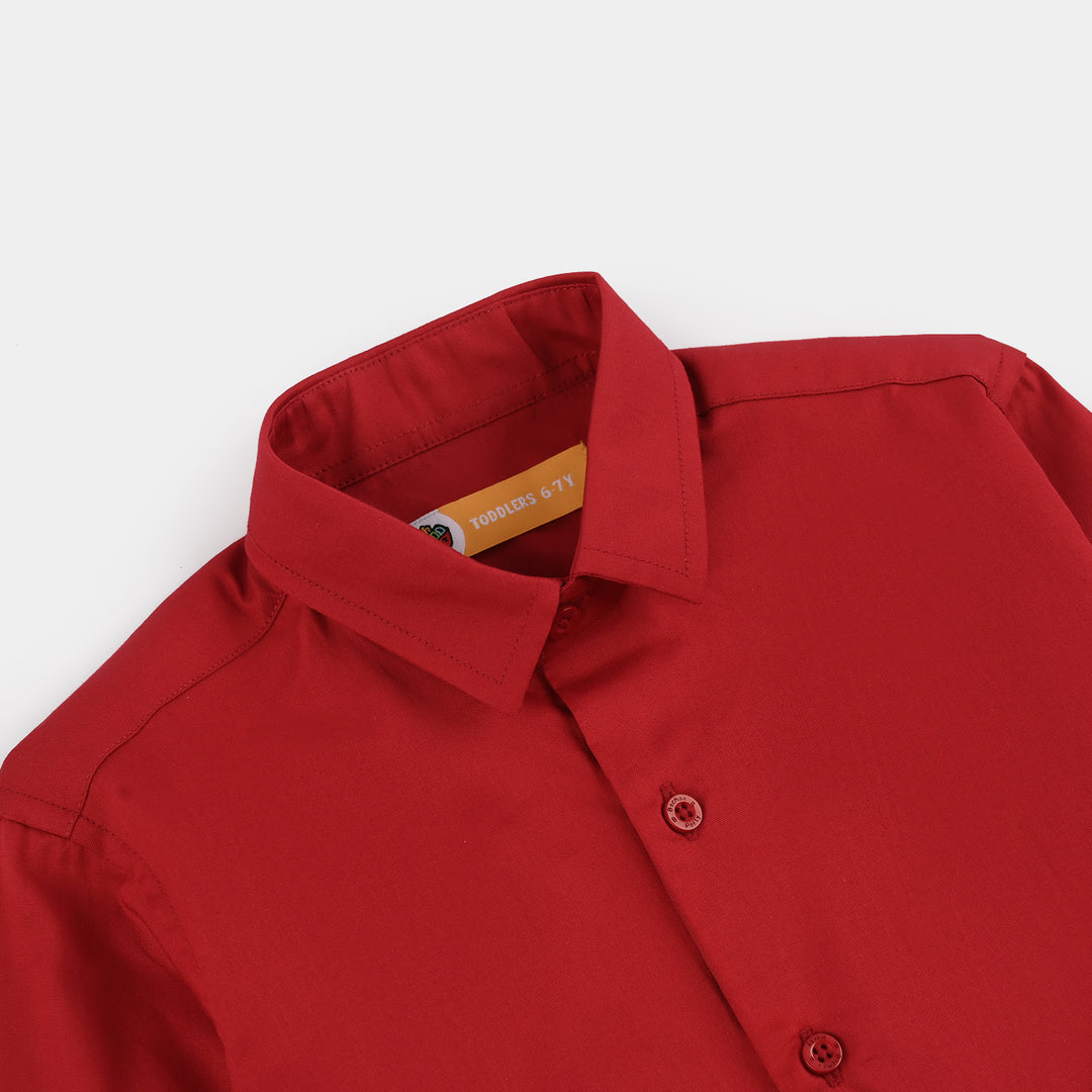 Boys Cotton Poplin Formal Shirt - Red