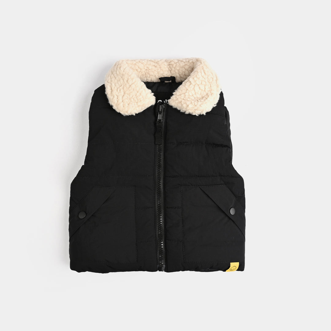 Infant Boys Quilted Jacket S/L Smile-BLACK