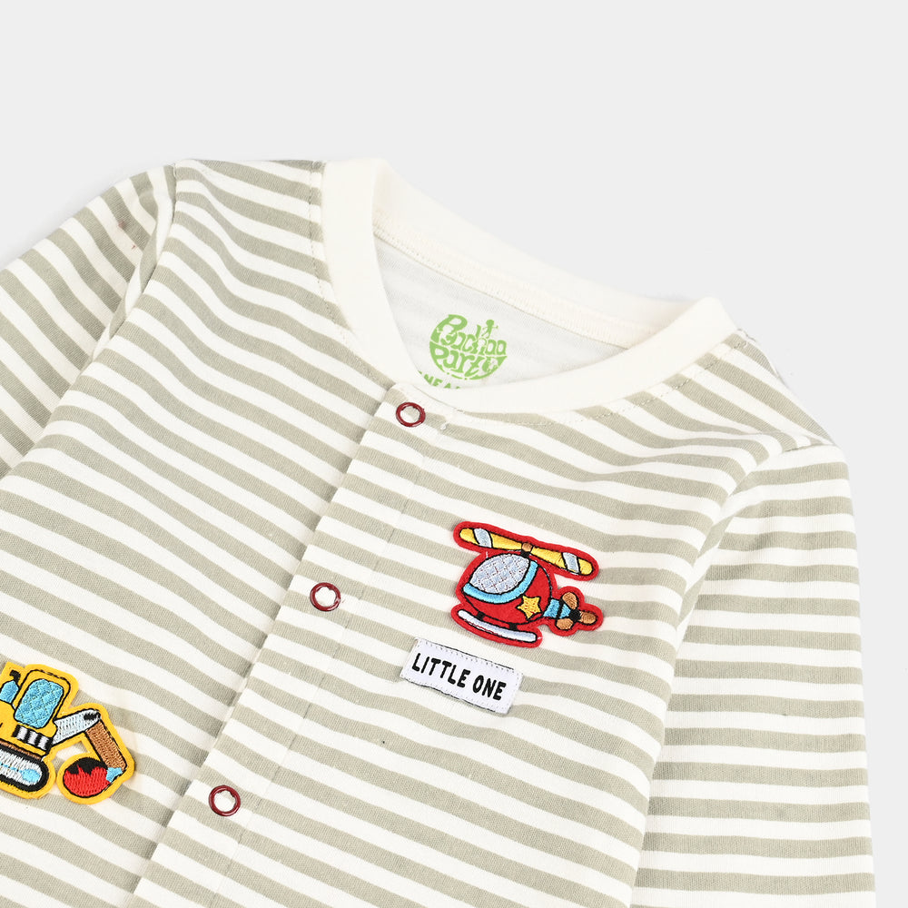 Infant Boys Cotton Interlock Romper (Cars)-Snow White