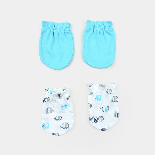 Infant Cotton Interlock Mitten Set Elephants
