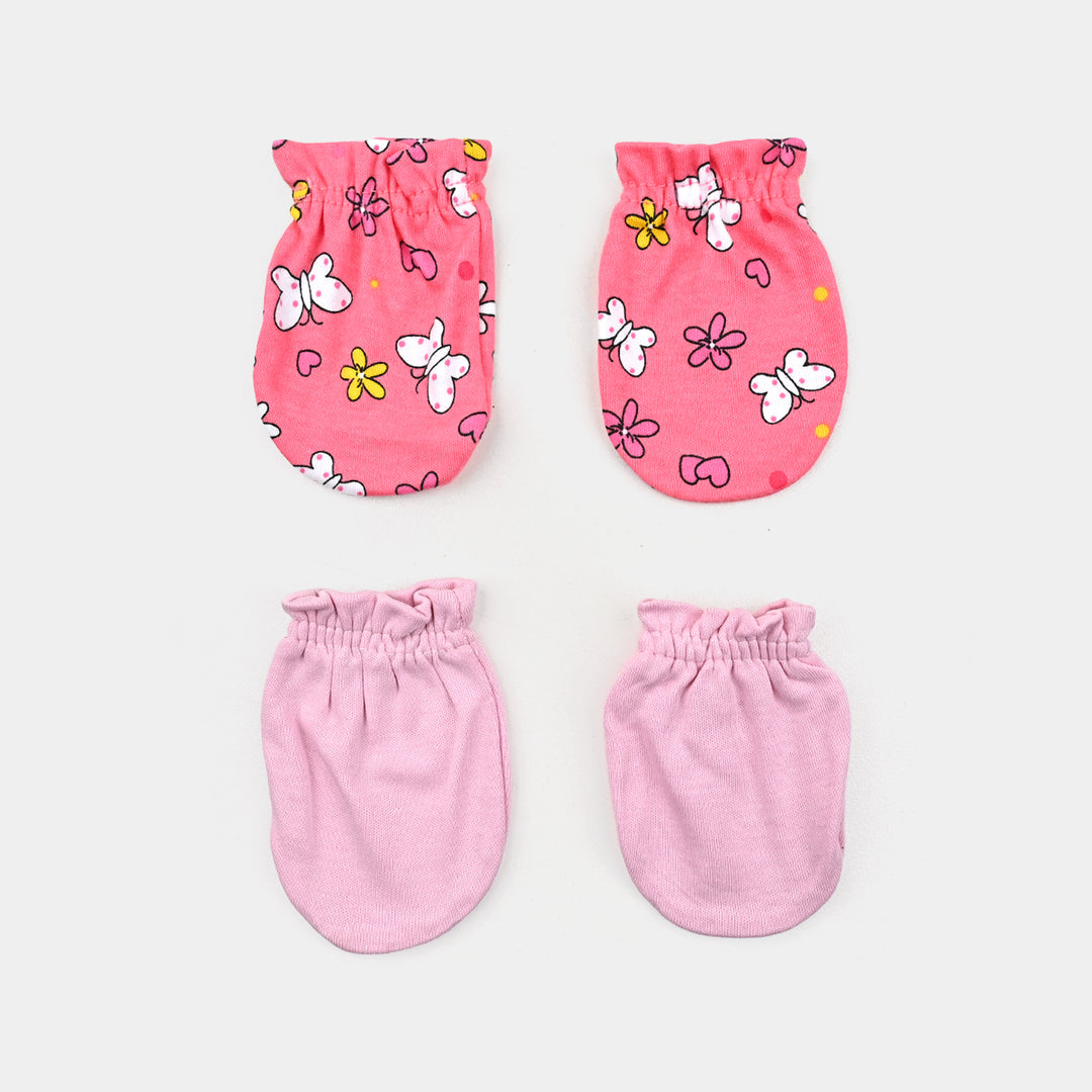 Infant Cotton Interlock  Mitten Set Bunny